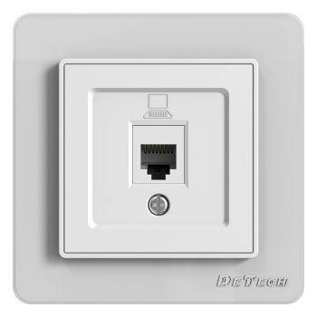 Single computer socket DeTech DE-6008-61, RJ45, Cat5E, For built-in, IP20, White – 75006