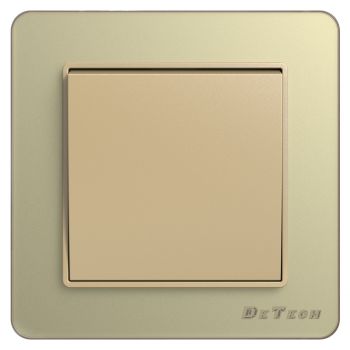 1 gang 3 way Cross light switch DeTech DE-6008-33, 10А, 250V, For built-in, IP20, Gold - 75013
