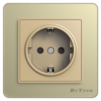 1 gang earthed SCHUKO socket outlet DeTech DE-6008-42, 16A, 250V, For built-in, IP20, Gold - 75014