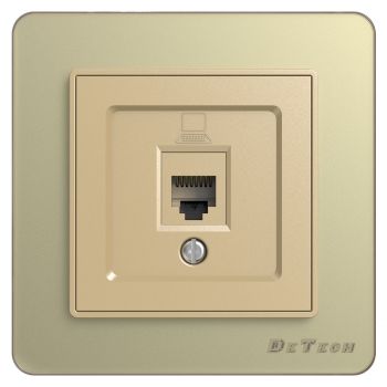 Single computer socket RJ45, DeTech DE-6008-61, Cat5E, white, For built-in, IP20, Gold - 75015
