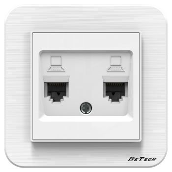 Double computer socket RJ45, DeTech DE-9223-62, Cat5E, For built-in, IP20, White - 75036