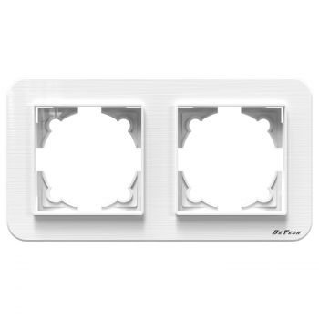 2 gang Frame DeTech DE-9223-82, Horizontal, For built-in, 151x80, White - 75039