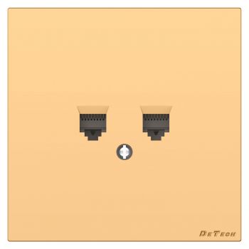 Double computer socket DeTech DE-9225-62, RJ45, Cat5E, For built-in, IP20, Gold – 75092