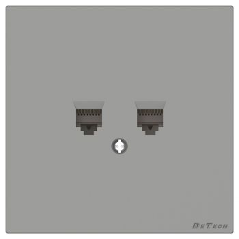Double computer socket DeTech DE-9225-61, RJ45, Cat5E, For built-in, IP20, Gray - 75103