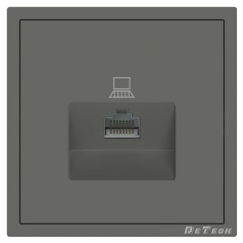 Single computer socket DeTech DE-9227-61, RJ45, Cat5E, For built-in, IP20, Grey - 75141