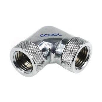 Адаптер Alphacool HF, L-конектор 90&deg;, G1/4 - G1/4, Вътрешна резба, Сребрист