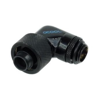Компресионен фитинг Alphacool, 16/10 - G1/4, 90&deg;, Въртящ се, Черен мат