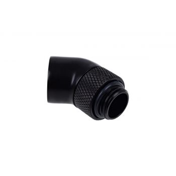 Ъглов адаптер Alphacool Eiszapfen, 45&deg;, G1/4 външна към G1/4 вътрешна резба, Черен мат