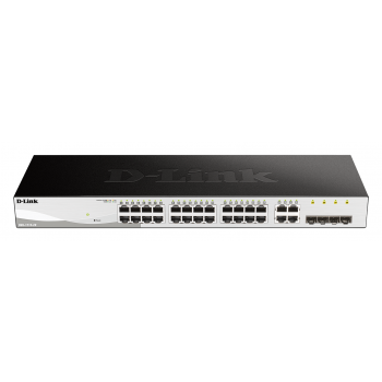 Суич D-Link DGS-1210-28, 28-портов 10/100/1000 Gigabit Smart Switch including 4 x 1000Base-T /SFP ports, управляем, за монтаж в шкаф