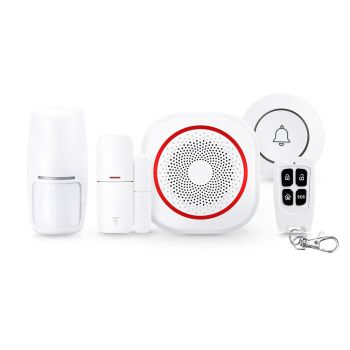 Смарт алармена система No brand PST-H3, 5в1, Wi-Fi, Tuya Smart, Бял 