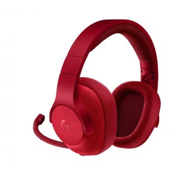 Геймърски слушалки Logitech, G433 7.1 DTS Headphone X, Микрофон, Червени