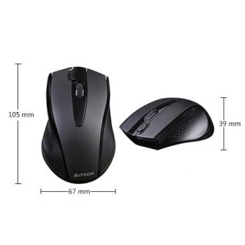 Безжична безшумна мишка A4tech V-Track G9-500FS, 2.4GZ, Черен