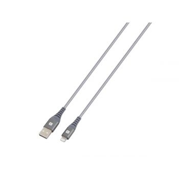 Кабел Skross, USB-A - Lightning, Метална оплетка, 1.20 м, Сив