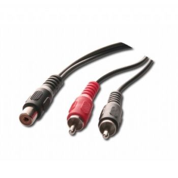 RCA extension cable, 2x RCA 1x RCA 0.20m