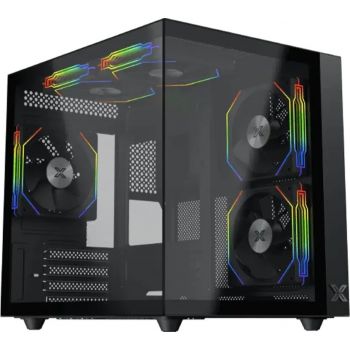 Кутия за компютър XIGMATEK Aqua M Lite (BK, MATX, U3x1 & U2x1, Front & Left TG, 4PCS G22A Reverse & ...