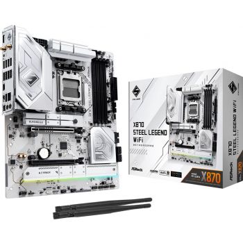 Дънна платка ASROCK MB Desktop X870 STEEL LEGEND WiFi, AM5, 4x DDR5, 1x PCIe 5.0 x16, 1x PCIe 4.0 ...