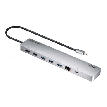 ATEN Докинг 11-in-1 USB-C Multiport Dock + Power Pass-Through, 2 x HDMI, LAN,3.5mm, USB-C, SD Card , microSD, 3 x USB 3.2