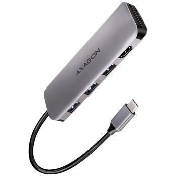 Хъб USB AXAGON HMC-5G21 2x USB-A + 2x USB-C + HDMI 4K/30Hz, USB-C 3.2 Gen 2 10Gbps hub, PD 60W, 13cm...