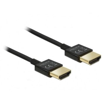 Кабел Delock  HDMI-A мъжко - HDMI-A мъжко, Ethernet, 3D, 4K, 0.25 м, Черен