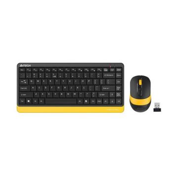 Комплект клавиатура и мишка A4TECH Fstyler F1110, Безжичен, Черен/Жълт
