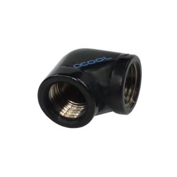 L-конектор Alphacool HF, Вътрешна резба G1/4 - G1/4, 90&deg;, Черен мат