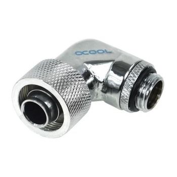 Компресионен фитинг Alphacool, 16/10 - G1/4, 90&deg;, Въртящ се, Хром