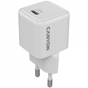 Зарядно устройство CANYON charger CU20C GaN 20W 1xPD EU White