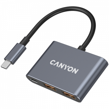 Хъб USB CANYON hub DS-3 3in1 USB-C Dark Grey
