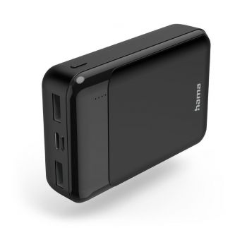 Външна батерия HAMA &quot;Eco Power 10&quot;, 10000 mAh, Изходи: 1 x USB-C, 2 x USB-A, черен