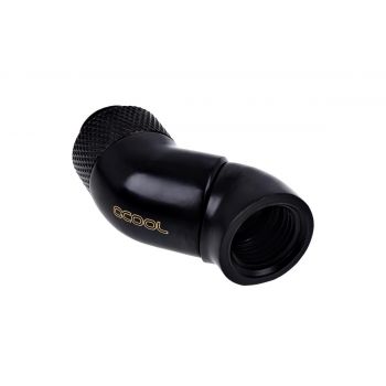 Ъглов адаптер Alphacool Eiszapfen, 2 x 45&deg;, G1/4 външна към G1/4 вътрешна резба, Черен мат