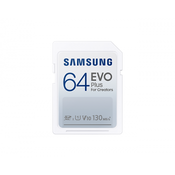 Карта памет Samsung EVO Plus, SD Card, 64GB, Бяла