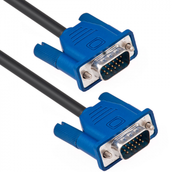 Кабел DeTech VGA - VGA, 1.5m, Ферит, Черен 