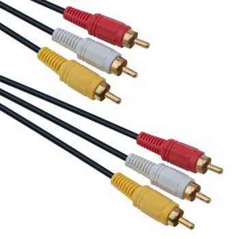 Кабел DeTech 3RCA - 3RCA, High Quality, 3m 