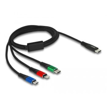 Кабел за зареждане Delock  3 в 1, USB-C - Lightning / Micro USB / USB Type-C, 1m