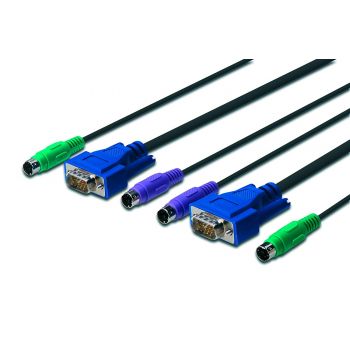KVM Octopus Cable-Set,VGA,PS/2-Mouse, HD DB15/M,2xMiniDIN6/M - HD DB15/M,2x black, 10,0 M RoHS compliant 