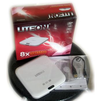 Външно оптично устройство Lite-On E-TAU108 DVD-RW, бяло