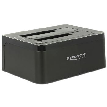 Външна докинг станция Delock 62661, за 2.5"/3.5" HDD/SSD, USB 3.0, Функция за клониране, Черен