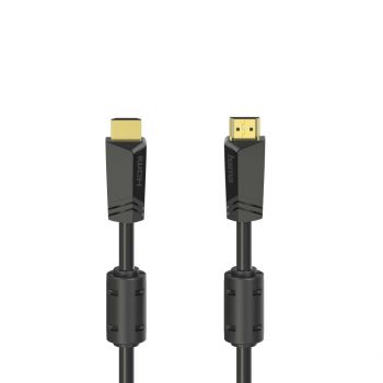Кабел HAMA High Speed, HDMI мъжко - HDMI мъжко, 4K, 18GB/s, Ethernet , 10 м, позл. конектори, 2 филтъра