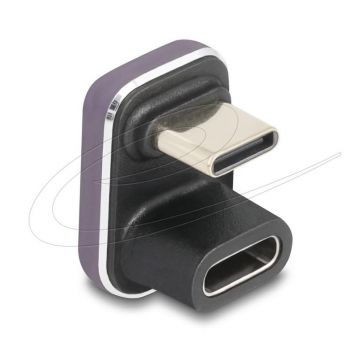Delock Адаптер USB-C мъжко към женско USB-C, под  180° ,  40 Gbps PD 3.1 240 W ,  U-образен 8K 60 Hz metal