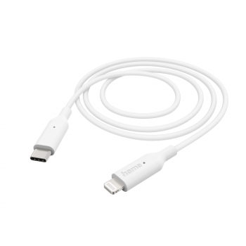 Кабел за зареждане/Дата, USB-C/ Type-C/-Lightning, 1м, бял