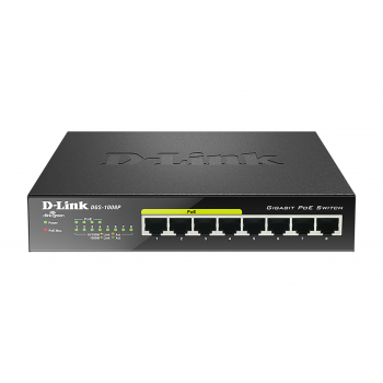 Суич D-Link DGS-1008P, 8 портов PoE, 10/100/1000, Gigabit, 