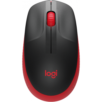 Безжична оптична мишка LOGITECH M190 Full-Size, USB, 1000 dpi, 3 бутона, Червен