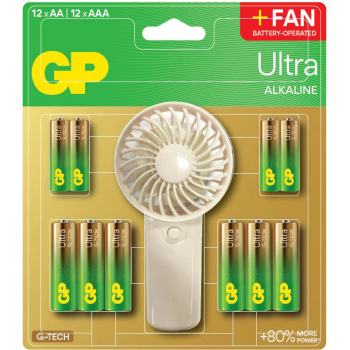GP SUMMER PACK Алкални батерии  ULTRA AA x 12 бр. + ULTRA AAA x 12 бр. + Fan/ Вентилатор/  GP BATTERIES