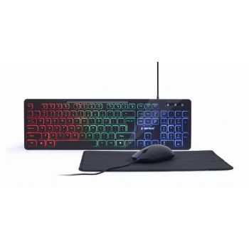 Геймърски комплект GEMBIRD KBS-UML-01 3-in-1 backlight desktop set, black