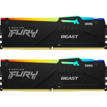 Памет за настолен компютър Kingston 32GB 6400MT/s DDR5 CL32 DIMM (Kit of 2) FURY Beast RGB EXPO