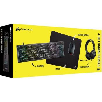 CORSAIR Геймърски бъндъл 4 в 1 - K55 CORE / HARPOON RGB PRO / HS35 Surround v2 / MM100