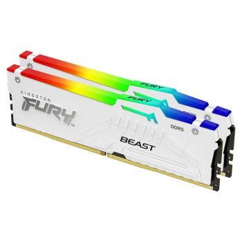 Памет за настолен компютър Kingston 32GB 6000MT/s DDR5 CL36 DIMM (Kit of 2) FURY Beast White RGB ...