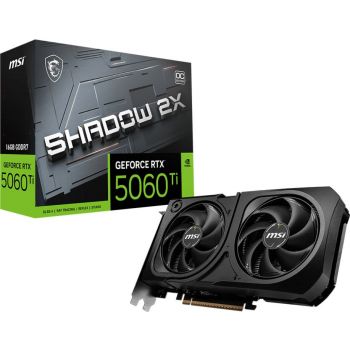 Видео карта MSI Video Card NVIDIA GeForce RTX 5060 Ti 16G SHADOW 2X OC PLUS, 16GB GDDR7, 128-bit, ...