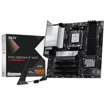 Дънна платка MSI PRO B850M-P WIFI, mATX, Socket AM5, 4x DDR5 Dual Channel DDR5 up to 8200(OC)MHz, 4x...