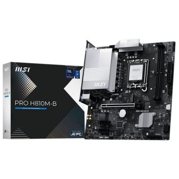 Дънна платка MSI PRO H810M-B, mATX, LGA 1851, 2x DDR5 Dual Channel DDR5 up to 6400(OC)MHz, 1x PCIe ...